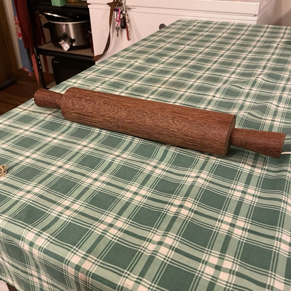 Vintage Wooden Rolling Pin Dark Brown 18" Rustic Farmhouse